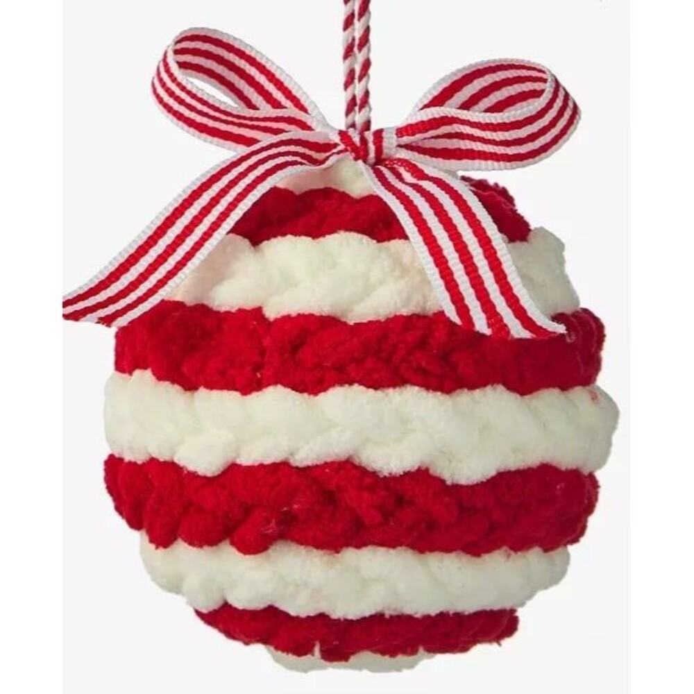 Macy’s Holiday Lane Christmas Cheer Soft Red Stripe Ball Ornament